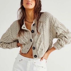 Free People Bonfire Cable Knit Cardigan